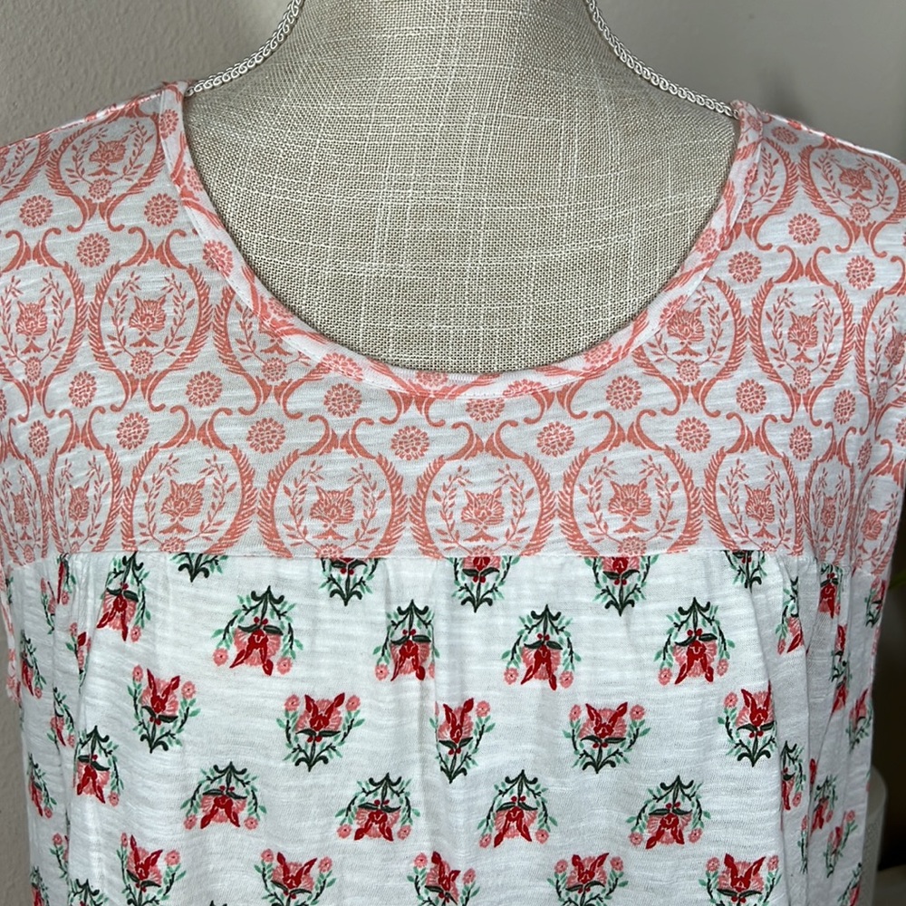 Style&co L White/Red 3 Panel Blouse - Picture 2 of 13